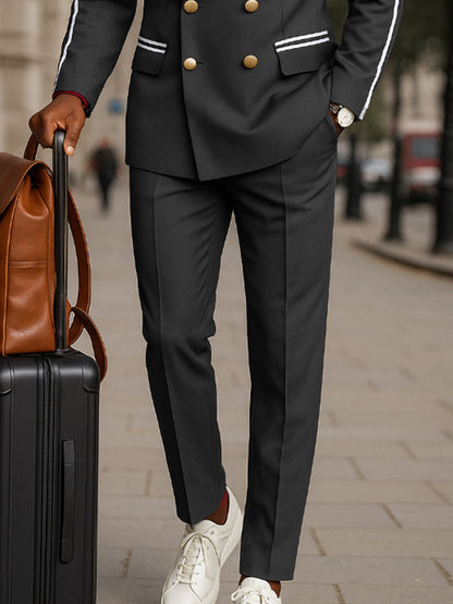 Ensemble de Costume d'Affaires avec Bande de Contraste Moderne