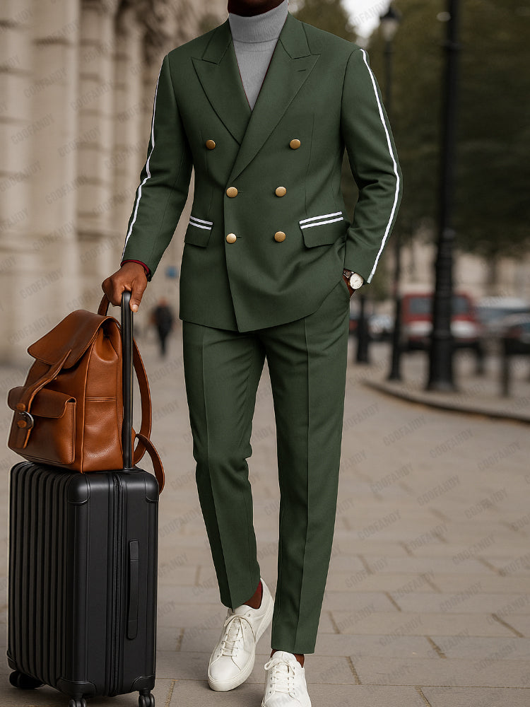 Ensemble de Costume d'Affaires avec Bande de Contraste Moderne