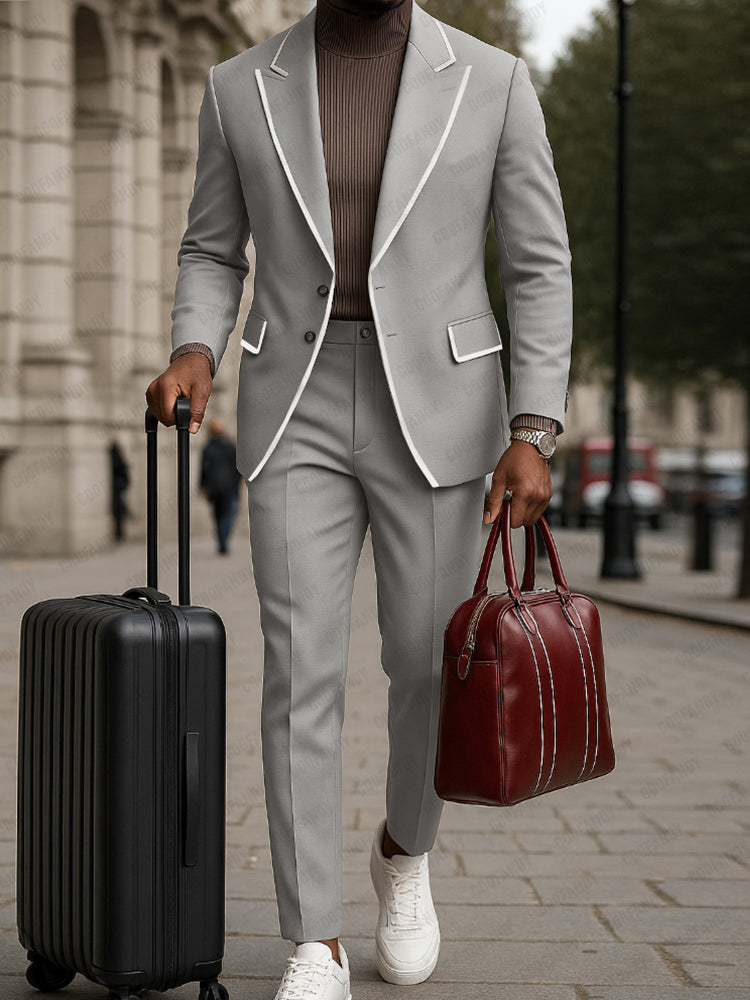 Ensemble de Costume Décontracté à Bord Contraste