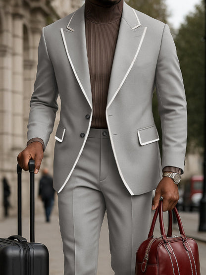 Ensemble de Costume Décontracté à Bord Contraste