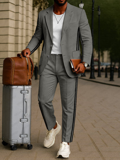 Ensemble Blazer Pantalon à Rayures Élégantes
