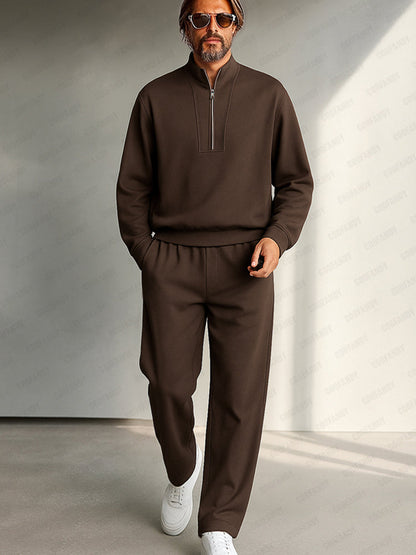 Ensemble Haut Col Montant Minimaliste et Pantalon Droit