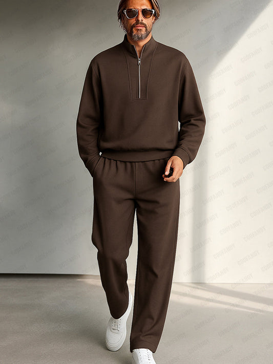 Ensemble Haut Col Montant Minimaliste et Pantalon Droit