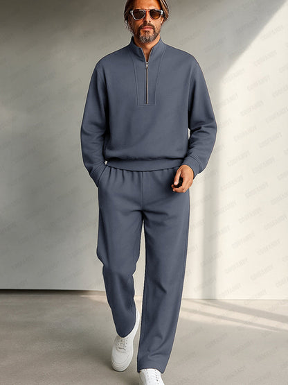 Ensemble Haut Col Montant Minimaliste et Pantalon Droit