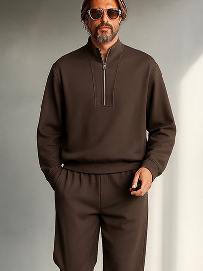 Ensemble Haut Col Montant Minimaliste et Pantalon Droit