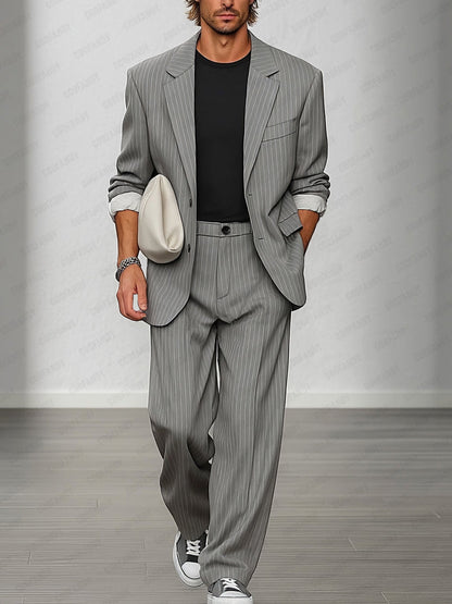 Ensemble Blazer et Pantalon Rayé Smart Casual