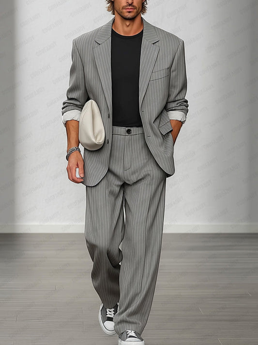 Ensemble Blazer et Pantalon Rayé Smart Casual