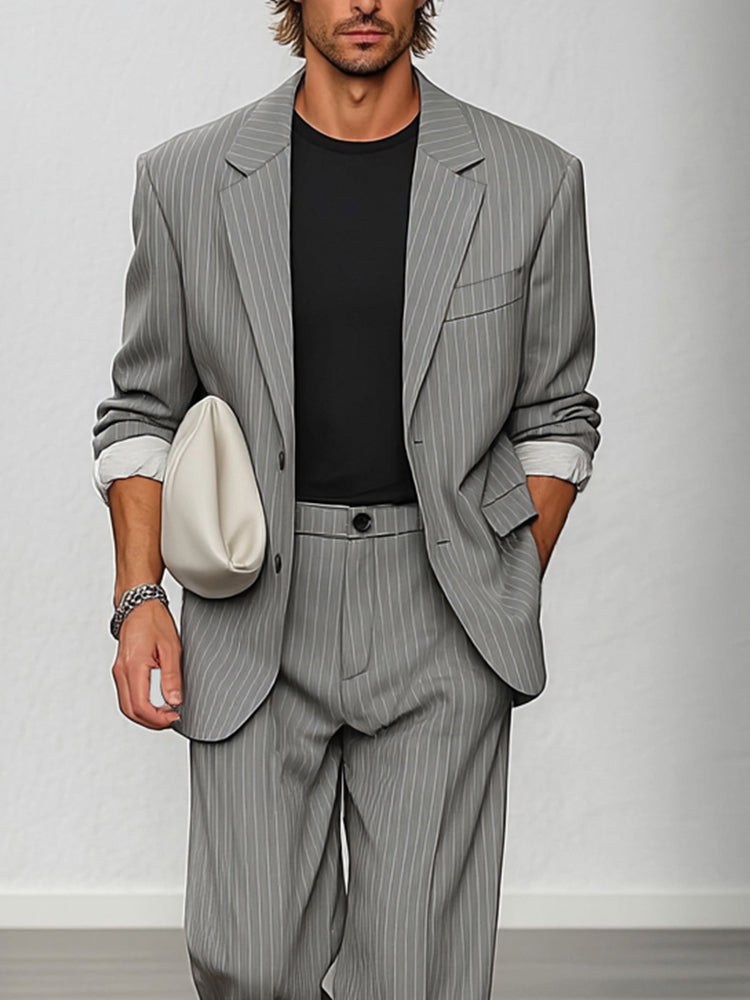 Ensemble Blazer et Pantalon Rayé Smart Casual