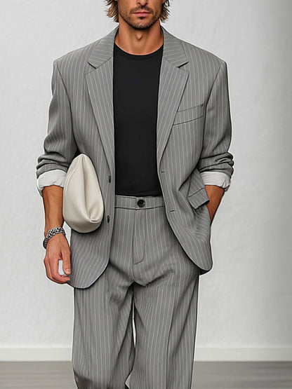 Ensemble Blazer et Pantalon Rayé Smart Casual