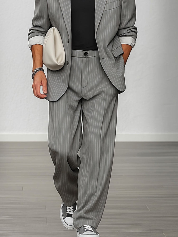 Ensemble Blazer et Pantalon Rayé Smart Casual
