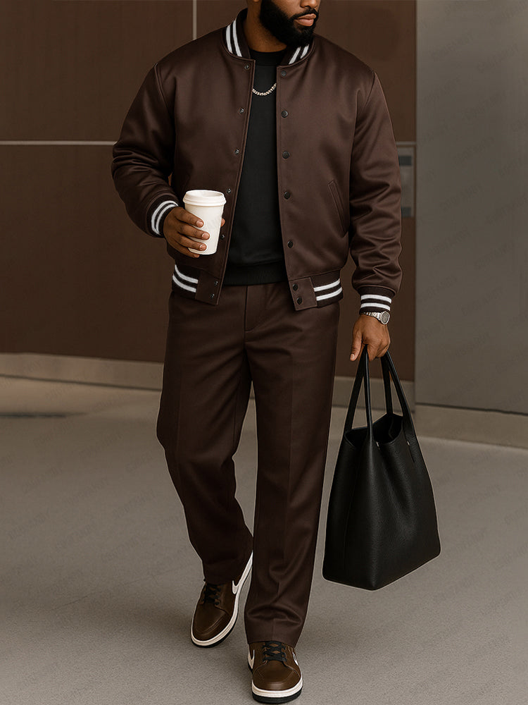 Ensemble de Veste et Pantalon à Rayures Modernes