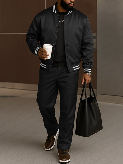 Ensemble de Veste et Pantalon à Rayures Modernes