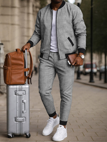 Ensemble de survêtement à carreaux décontracté chic