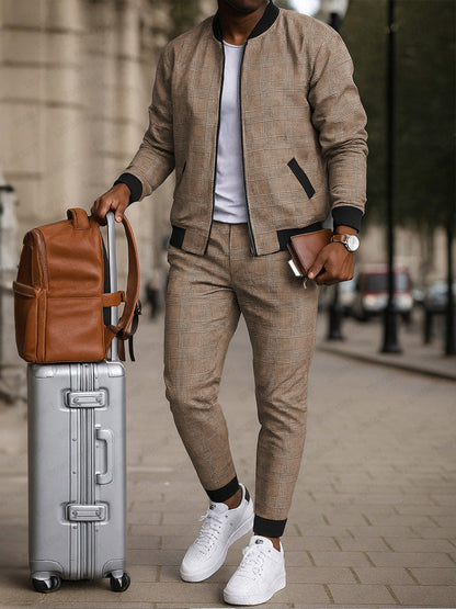 Ensemble de survêtement à carreaux décontracté chic