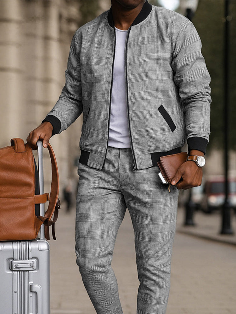 Ensemble de survêtement à carreaux décontracté chic