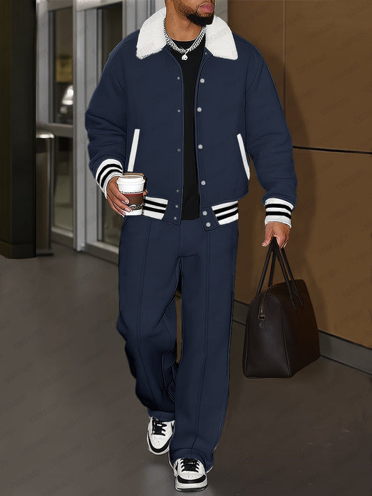 Ensemble de Veste et Pantalon en Velours Urbain Décontracté