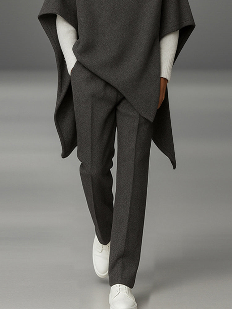 Ensemble de Cape et Pantalon à Col Montant Urbain
