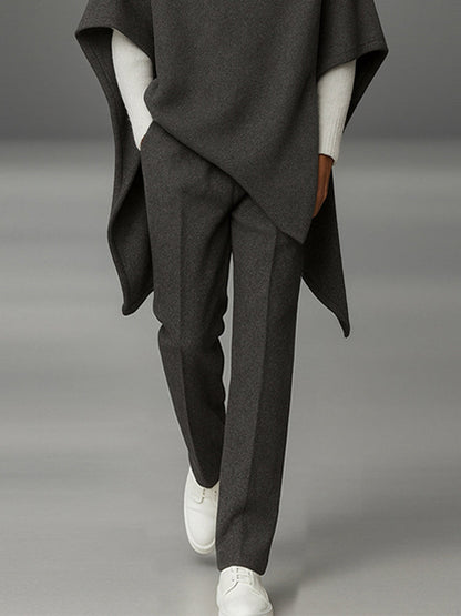 Ensemble de Cape et Pantalon à Col Montant Urbain