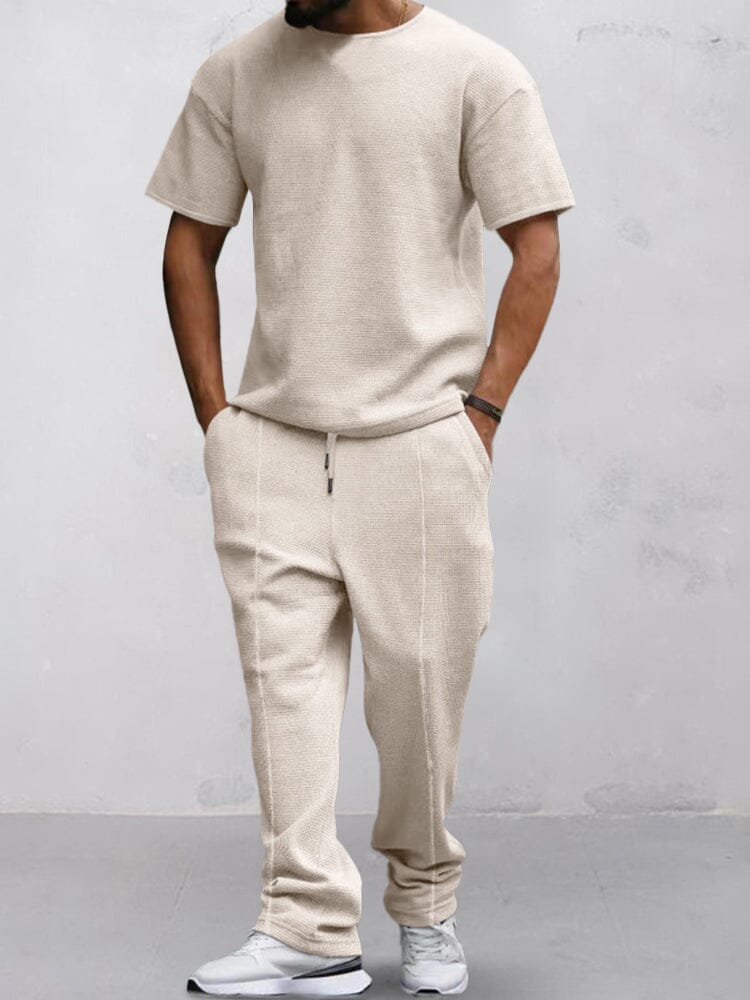 Ensemble de T-shirt Waffle Décontracté