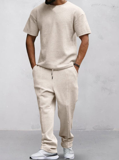 Ensemble de T-shirt Waffle Décontracté