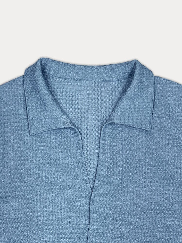 Ensemble de Chemise Texturée en Vagues d'Eau Décontracté