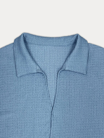 Ensemble de Chemise Texturée en Vagues d'Eau Décontracté
