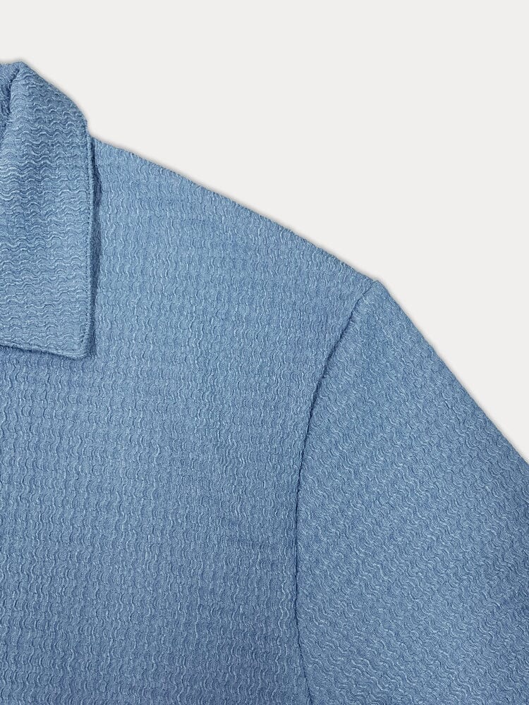 Ensemble de Chemise Texturée en Vagues d'Eau Décontracté