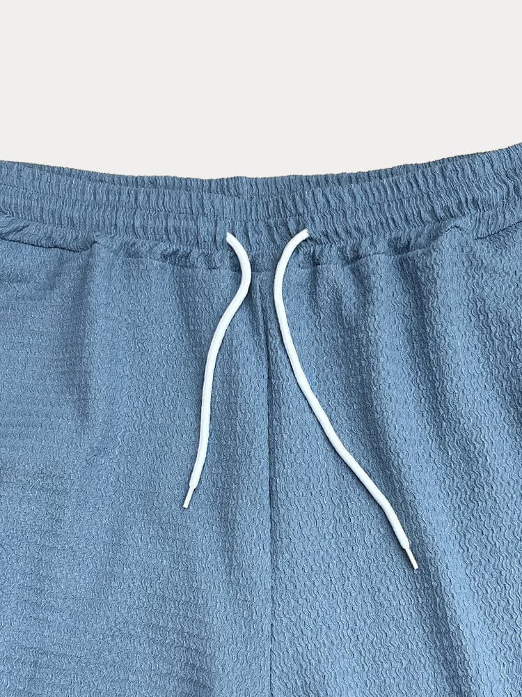 Ensemble de Chemise Texturée en Vagues d'Eau Décontracté