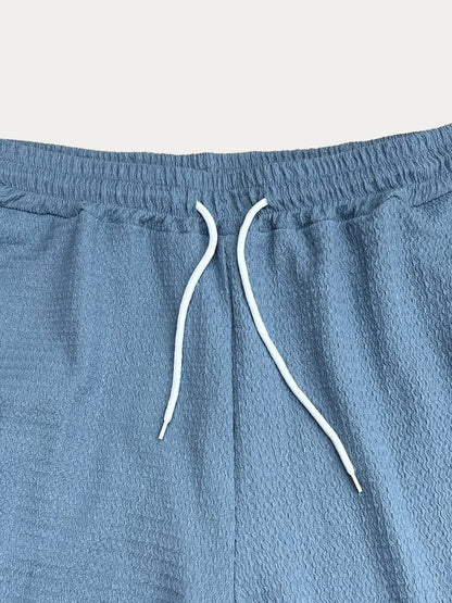 Ensemble de Chemise Texturée en Vagues d'Eau Décontracté