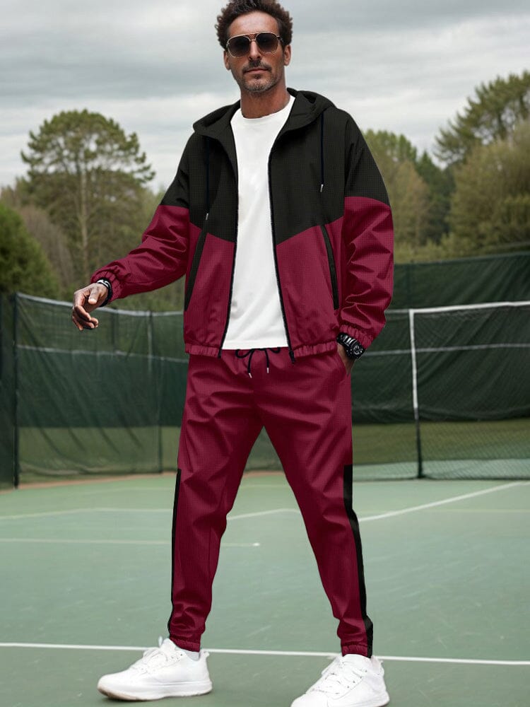 Ensemble de survêtement colorblock à coupe décontractée