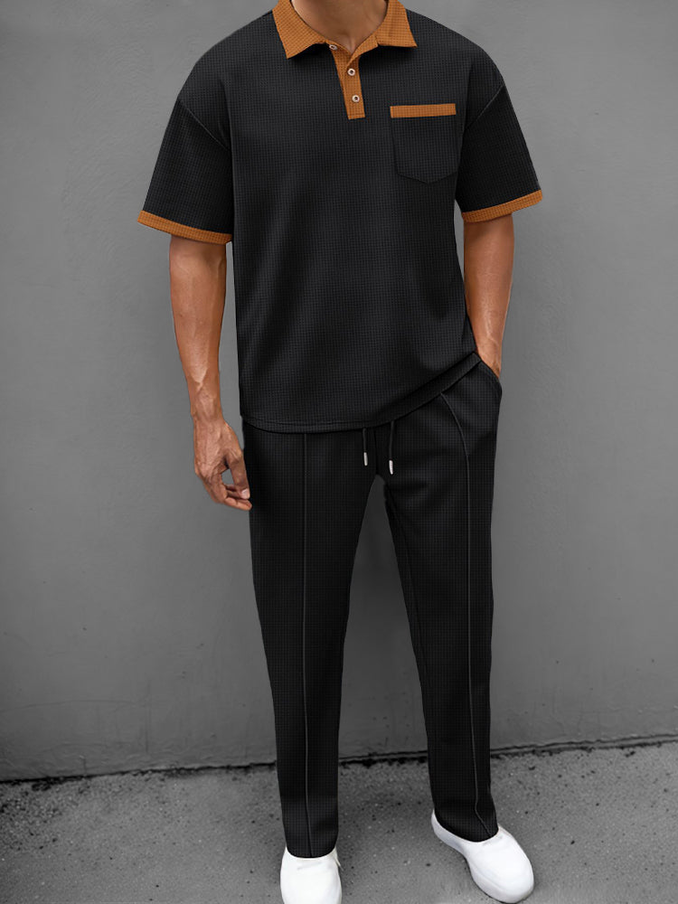 Ensemble de Polo Waffle Décontracté