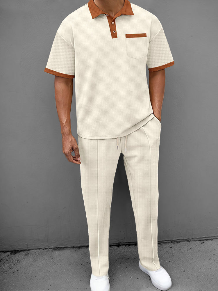 Ensemble de Polo Waffle Décontracté