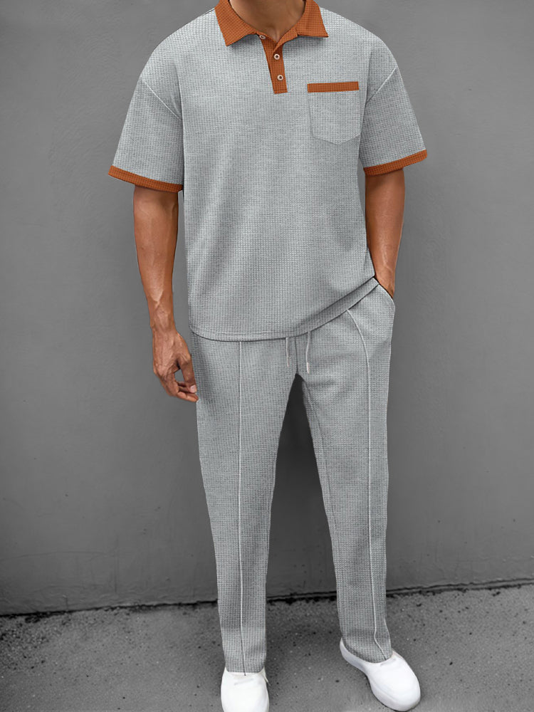 Ensemble de Polo Waffle Décontracté
