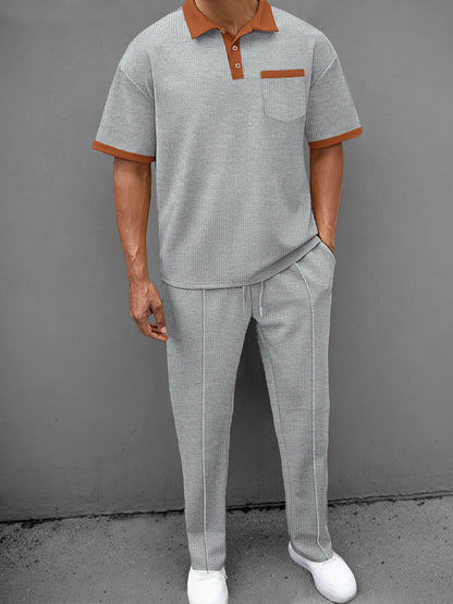 Ensemble de Polo Waffle Décontracté