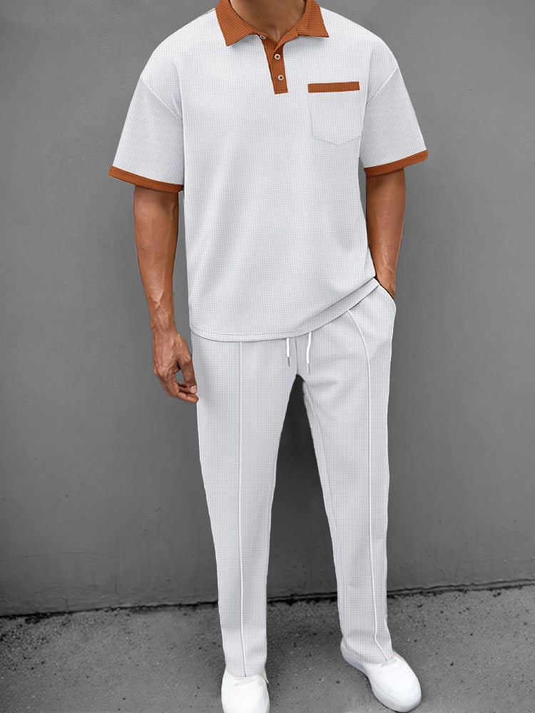 Ensemble de Polo Waffle Décontracté