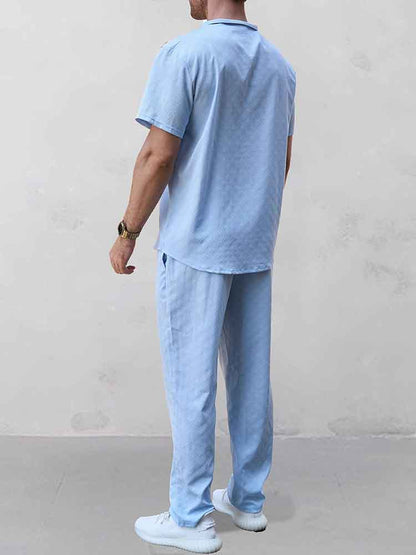 Ensemble de Chemise Henley Jacquard de Loisirs