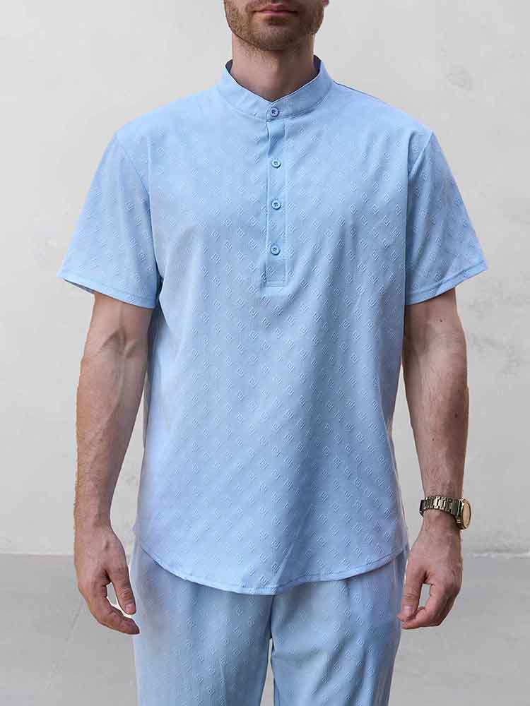 Ensemble de Chemise Henley Jacquard de Loisirs