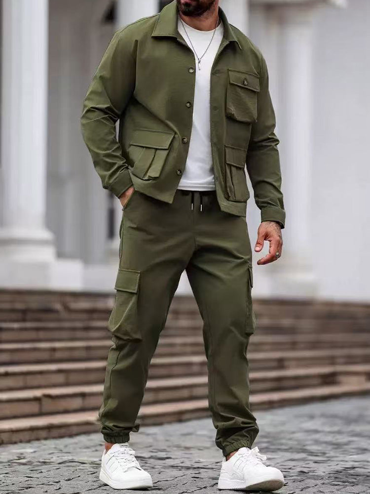 Ensemble de Pantalon et Veste Cargo Fonctionnelle à Multi-Poches