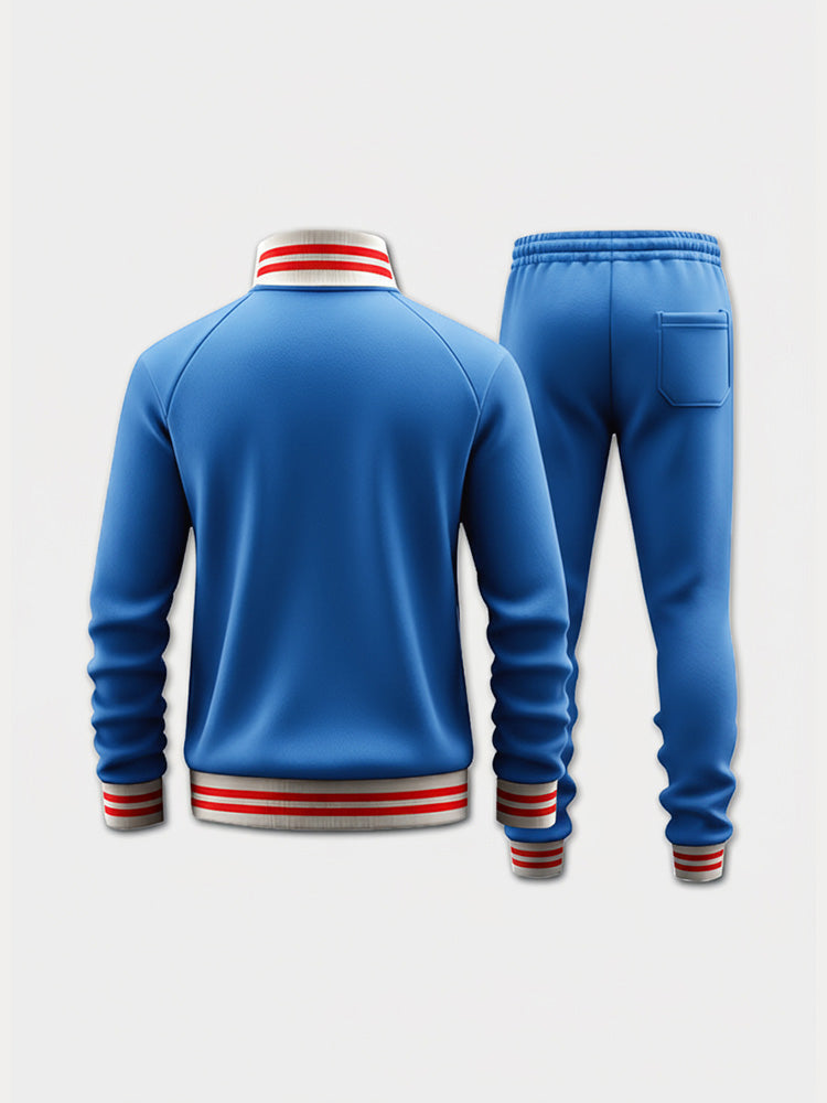 Ensemble de Veste et Pantalon à Rayures Contrastées Sportif