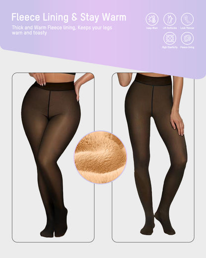 Armonie - Collants semi-transparents doublés polaire