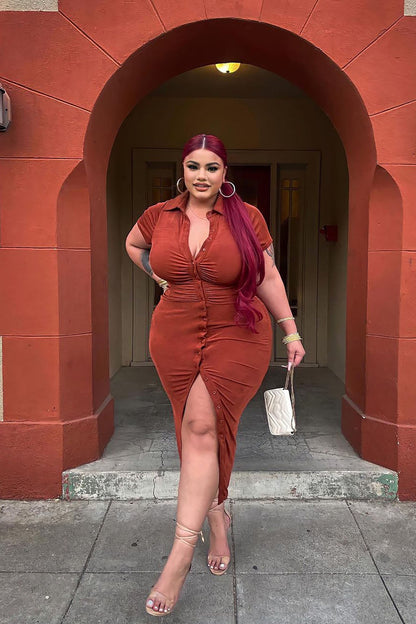 Robe Maxi Slinky Douce et Soyeuse - Rouille