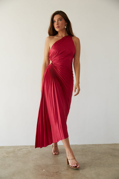 Sylviana™ | Robe Midi Femme Chic Plissée à Une Épaule