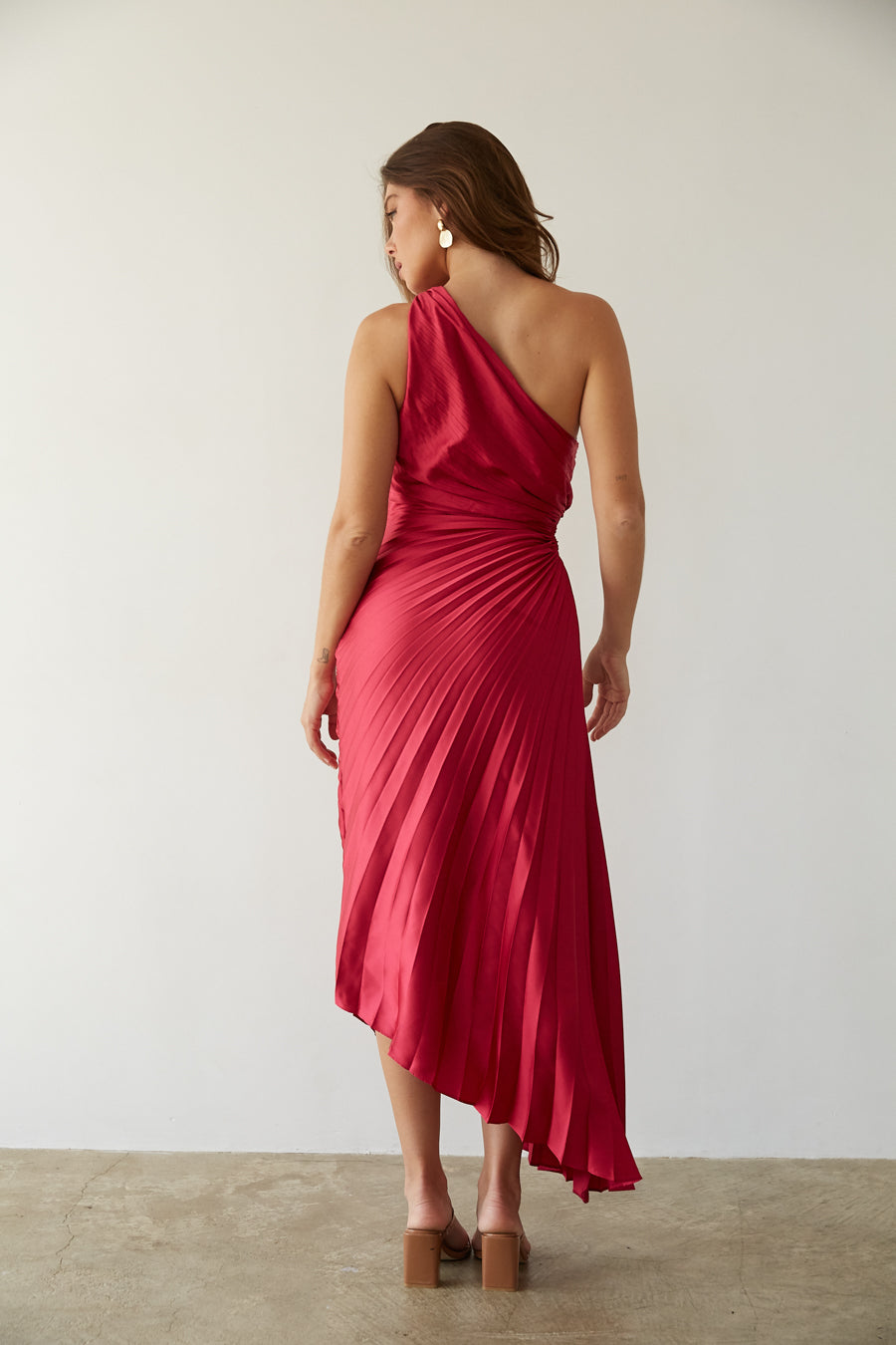 Sylviana™ | Robe Midi Femme Chic Plissée à Une Épaule