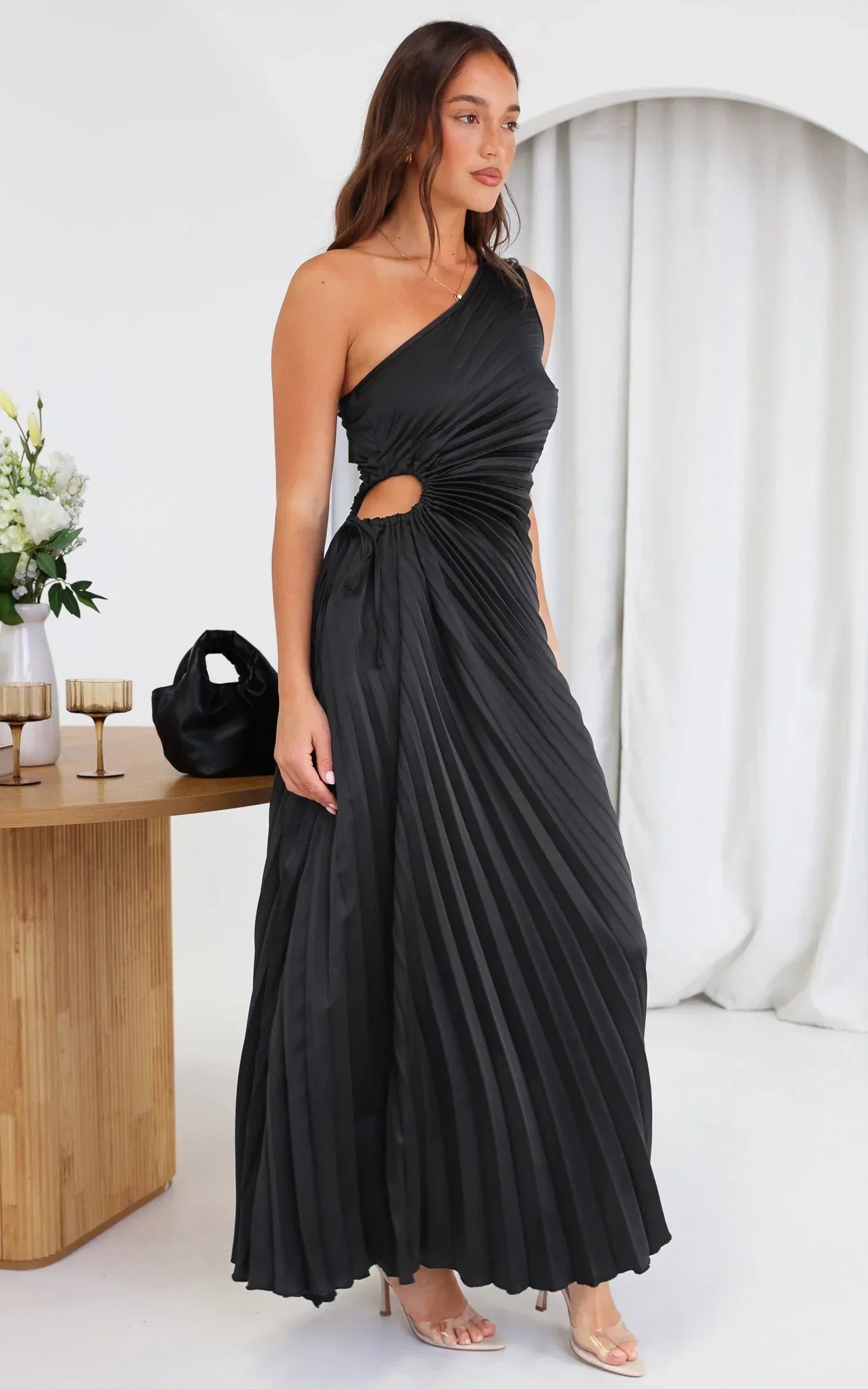 Sylviana™ | Robe Midi Femme Chic Plissée à Une Épaule