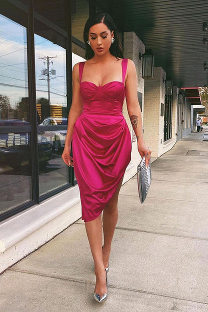 Robe Midi Satinée Avec Amour - Magenta
