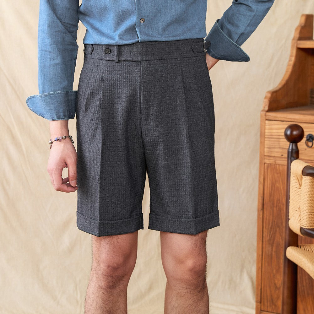 Cagliari Waffle Seersucker Pleated Bermudas