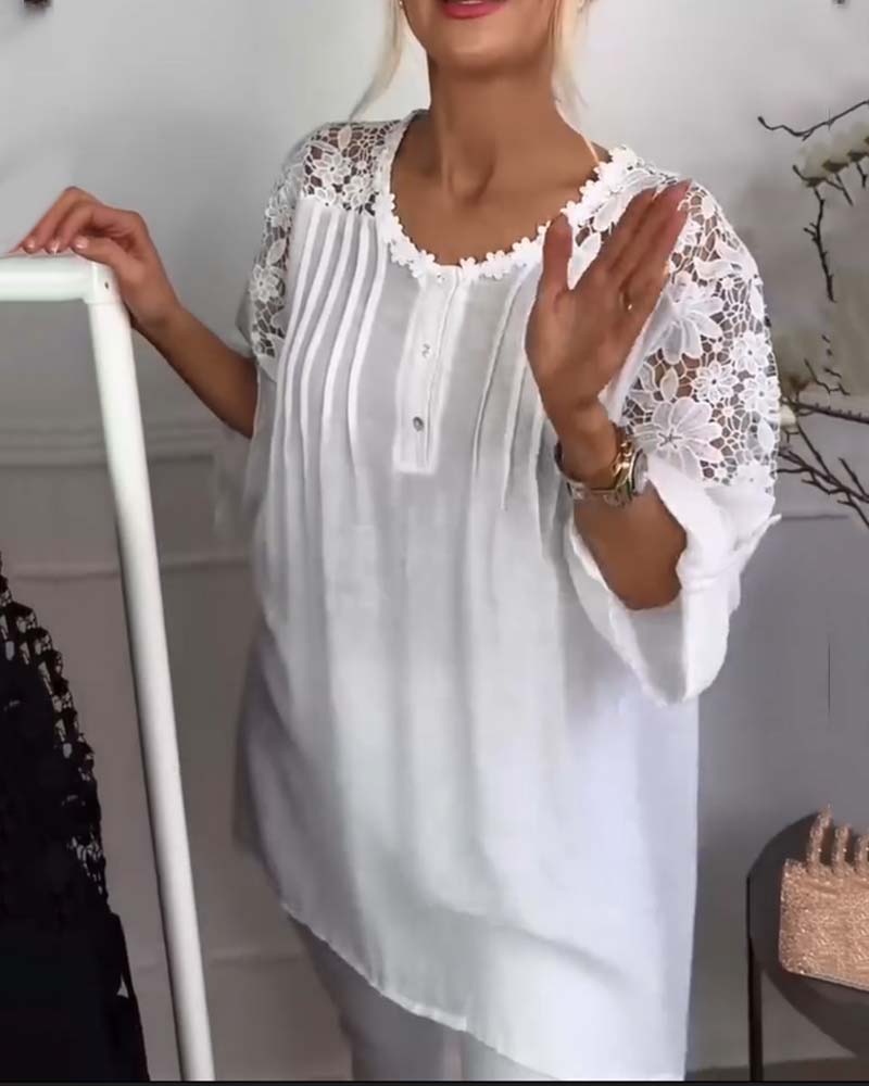 Nica | Blouse en Patchwork de Dentelle