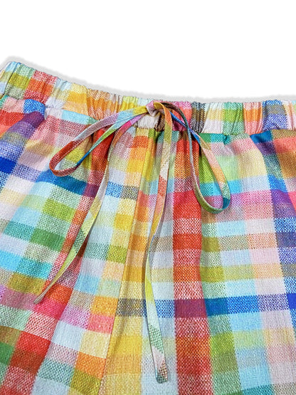 Calliste – Pantalon à carreaux taille élastique