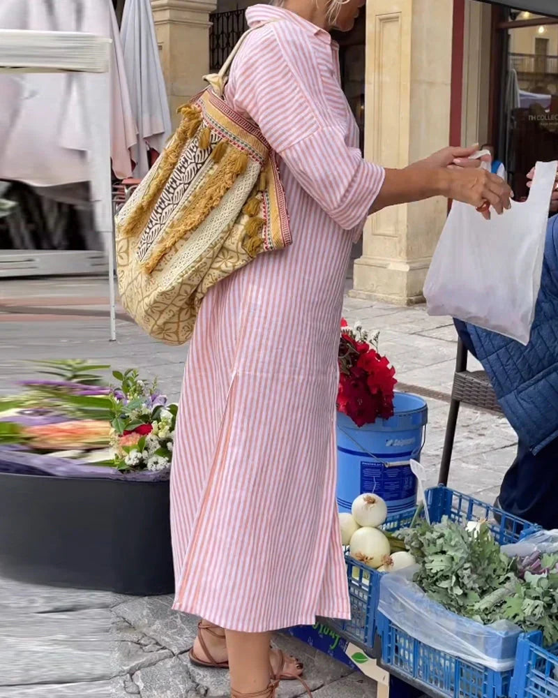 Clément™ | Robe Chemise Classique à Rayures