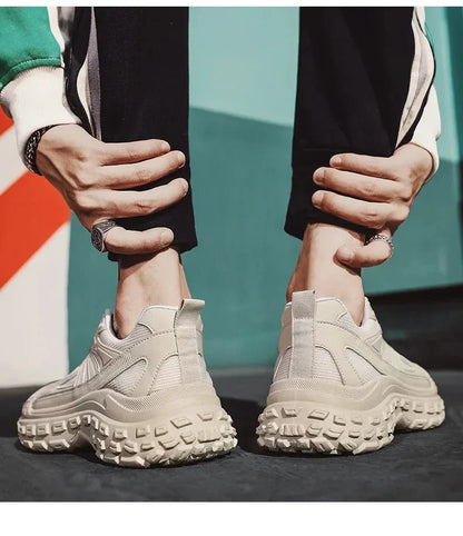 Baskets Homme Beige Légères Respirantes Semelle Caoutchouc
